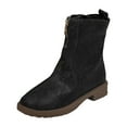 thumbnail image 3 of Leozcaa Women's Riding Boots Zipper Retro Ankle Booties Round Toe Chunky Low Heel Motorcycle Booties, 3 of 7