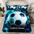 thumbnail image 2 of jejeloiu Football Game Sport Bed Sheets,Neon Blue Hexagon King Sheets For Boys Girls 4 Pieces, 2 of 7