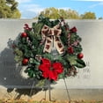 thumbnail image 2 of Artificial Wreath on 30" Easel - Winter Forest Wreath with Berries and Poinsettia, 2 of 6