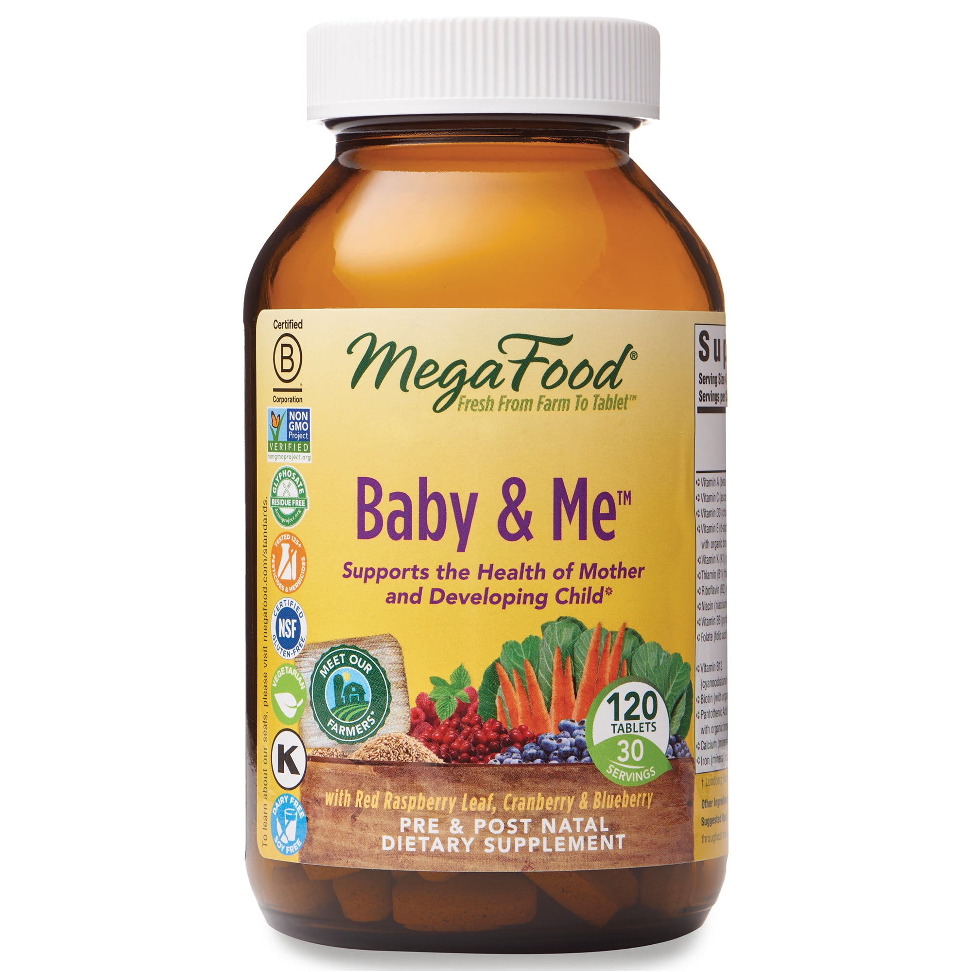 MegaFood, Baby & Me, Prenatal and Postnatal Vitamin with Folic Acid
