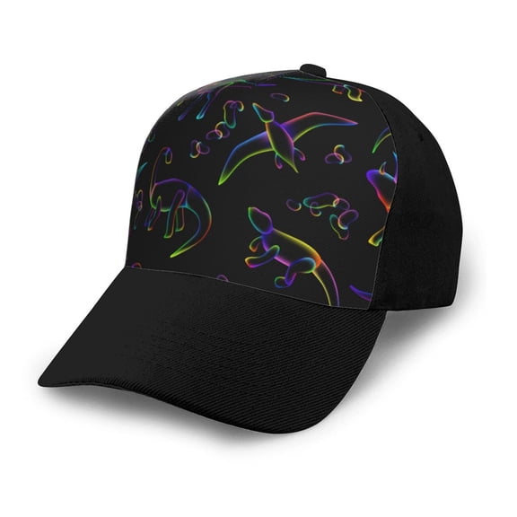 Naloa Dinosaur Adult adjustable Print Baseball Hat, Patchwork curved brim baseball capfor Men and Women, One Size