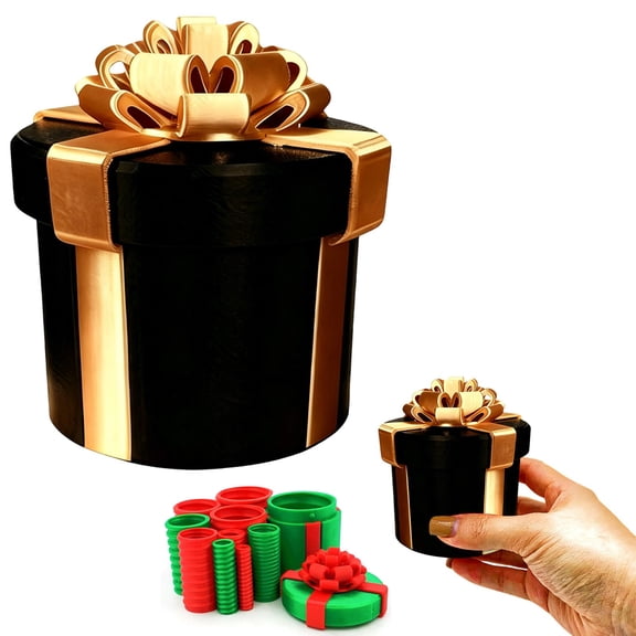 Christmas Prank Gift Box, 10 Layer Nested Screw Unboxing Puzzle with Festive Bow, Reusable Holiday Gag Gift Wrap for Secret Santa and Gift Exchange