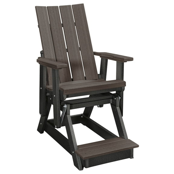 American Furniture Classics Model 416CGBK Brandon Balcony Height Glider in Coastal Gray on a Black Base