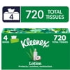 Kleenex Lotion Facial Tissues with Coconut Oil, 4 Flat Boxes, 180 Tissues per Box, 3-Ply
