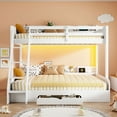 thumbnail image 5 of Harper & Bright Designs Twin over Full Bunk Bed with Storage, LED Lights & Charging Station, Wood Bunked Bed Beside Shelves for Bedroom, White, 5 of 17