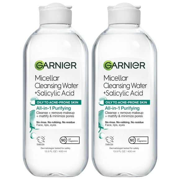 Agua micelar, ácido salicílico Garnier, 400 ml, paquete de 2