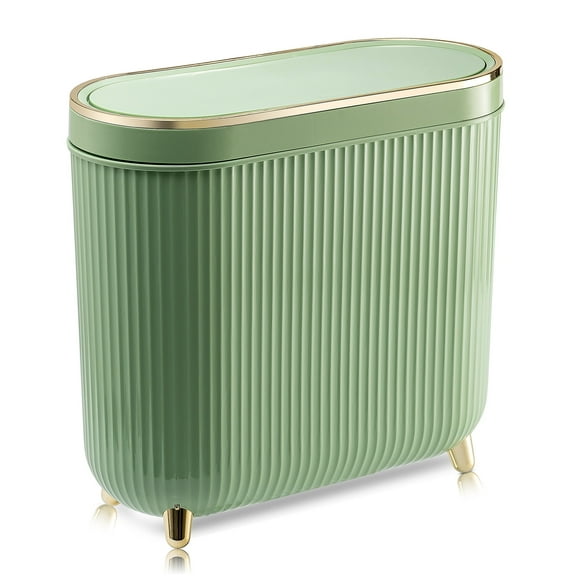 Bathroom Trash Can with Lid 3.2 Gallon Narrow Trash Can 12 Liter Rectangular Plastic Garbage Can Trash Bin for Bedroom Bathroom