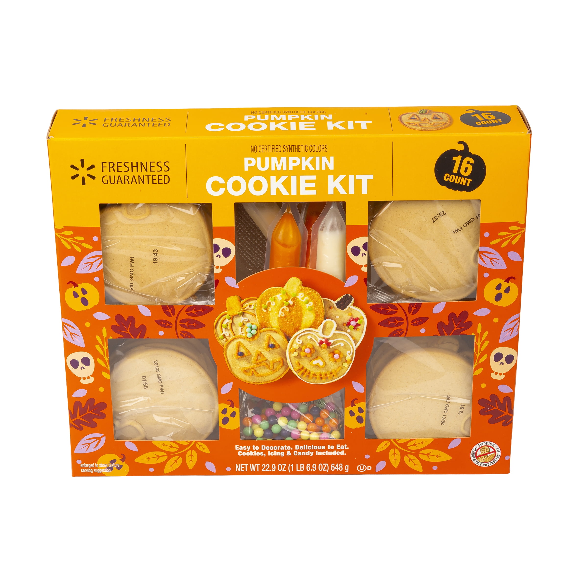 Freshness Guaranteed Pumpkin Halloween Cookie Kit, 22.9 oz, 16 Cookies