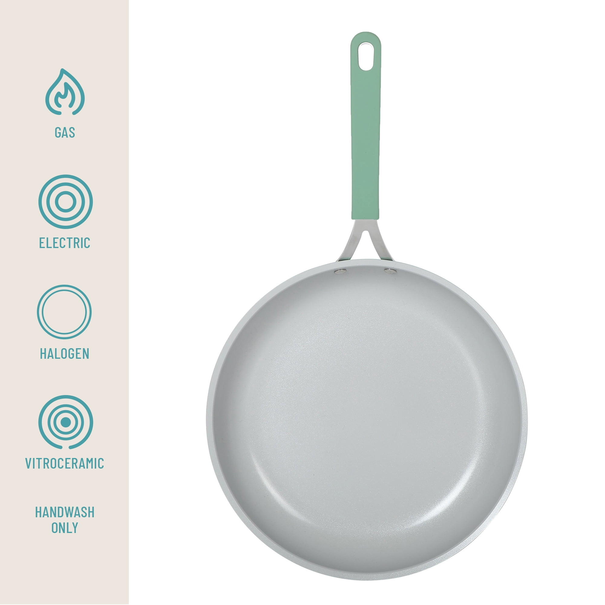The Pioneer Woman 12-Inch Aluminum Ceramic Nonstick Fry Pan, Green