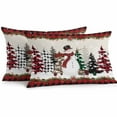 thumbnail image 2 of Outdoor Waterproof Pillow Covers Snowman Christmas Tree Snowflakes Throw Cushion Case，Red Plaid Pine Cones Pillowcase for Bed,Sofa,Couch, Patio Furniture, 20x12 in, 2Pack Decorative Pillows, 2 of 9