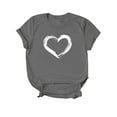 thumbnail image 4 of Daeful T-shirt Femme Imprimé Cœur T-shirt Quotidien Col Rond T-shirt Ample Gris G, 4 of 7