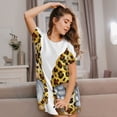 thumbnail image 3 of Fotbe Leopard Gnomes Bata de Dormir para Mujer con Estampado, Camisón de Algodón de Manga Corta, Ropa de Dormir Casual, 3 of 6