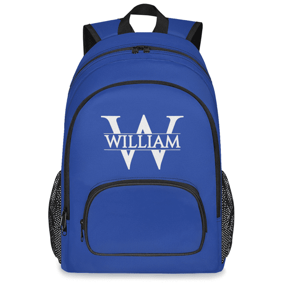 Herdesigns Personalized Laptop Backpack with Name & Letter, Custom 18.3 Inch Large Computer Backpacks Fashion Teacher Nurse Bag Casual Daypack for Work Travel, Blue