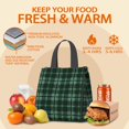 thumbnail image 5 of Green and Black Checkered Pattern Insulated Lunch Bag for Women Men, Large Portable Soft Cooler Tote, Thermal Food Storage Bag with Pearl Cotton, 8.66L, 8.75"x5.75"x9.5", 5 of 6