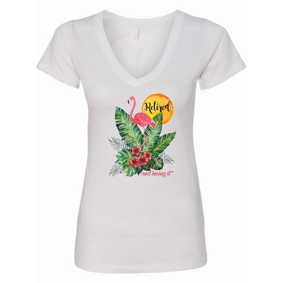 Inktastic Tropical Retirement Watercolor Women's V-Neck T-Shirt