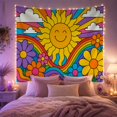 thumbnail image 2 of Floral Garden Smiling with Face Closed Crescent Shaped, Mystical Fantasy for Space Lovers, Galaxy Room Decor, Mother'S Day Gift, Tapestry Wall Hanging for Bedroom and Dorm, 2 of 7