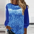 thumbnail image 2 of long sleeve shirts for women Sequin Top Fashion Sparkly V Neck Long Sleeve Casual Blouse 3XL womens shirts Women's Tank Tops, 2 of 9