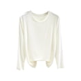 thumbnail image 5 of Womens Long Sleeve Undershirts 2026 Spring Lettuce Trim Base Layer Tops Crew Neck Underwear Top Lounge Homewear, 5 of 8