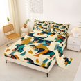 thumbnail image 2 of Manfei Kawaii Dalmatian Queen Sheets, Tribal Dachshund Dog Queen Sheet Sets, Teal Orange, 4pcs, 1 Flat Sheet, 1 Fitted Sheet and 2 Pillowcases, 2 of 6