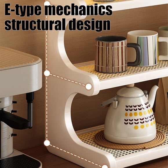 Organizador de tazas de café de madera, estante de exhibición de tazas de 3 niveles para encimera, almacenamiento multifuncional para cocina y oficina, diseño que ahorra espacio para tazas y accesori