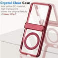 thumbnail image 2 of ELEHOLD For Samsung Galaxy Z Flip 7 2025 with Front Screen Protector,360° Rotating Ring Kickstand Magnetic Mag-Safe Compatible Clear Anti-Yellow PC Cover with Hinge Protector, Darkblue, 2 of 8