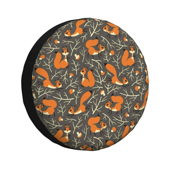 Rv Spare Tire Cover 14 inch - Funny Cute Squirrel Cartoon Tire Covers for Trailers, Adjustable Camper Spare Tire Cover