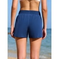 thumbnail image 3 of Women's Board Shorts Built-In Briefs Swim shorts with Pockets High Waisted Elastic Wideband Swimwear, 3 of 7