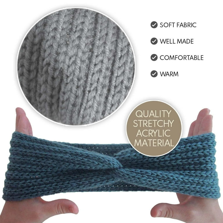 Winter CC Confetti Fleece Lined Knit Headband | Chunky Cable Knit Ear Warmer, Black, One Size Fits Most