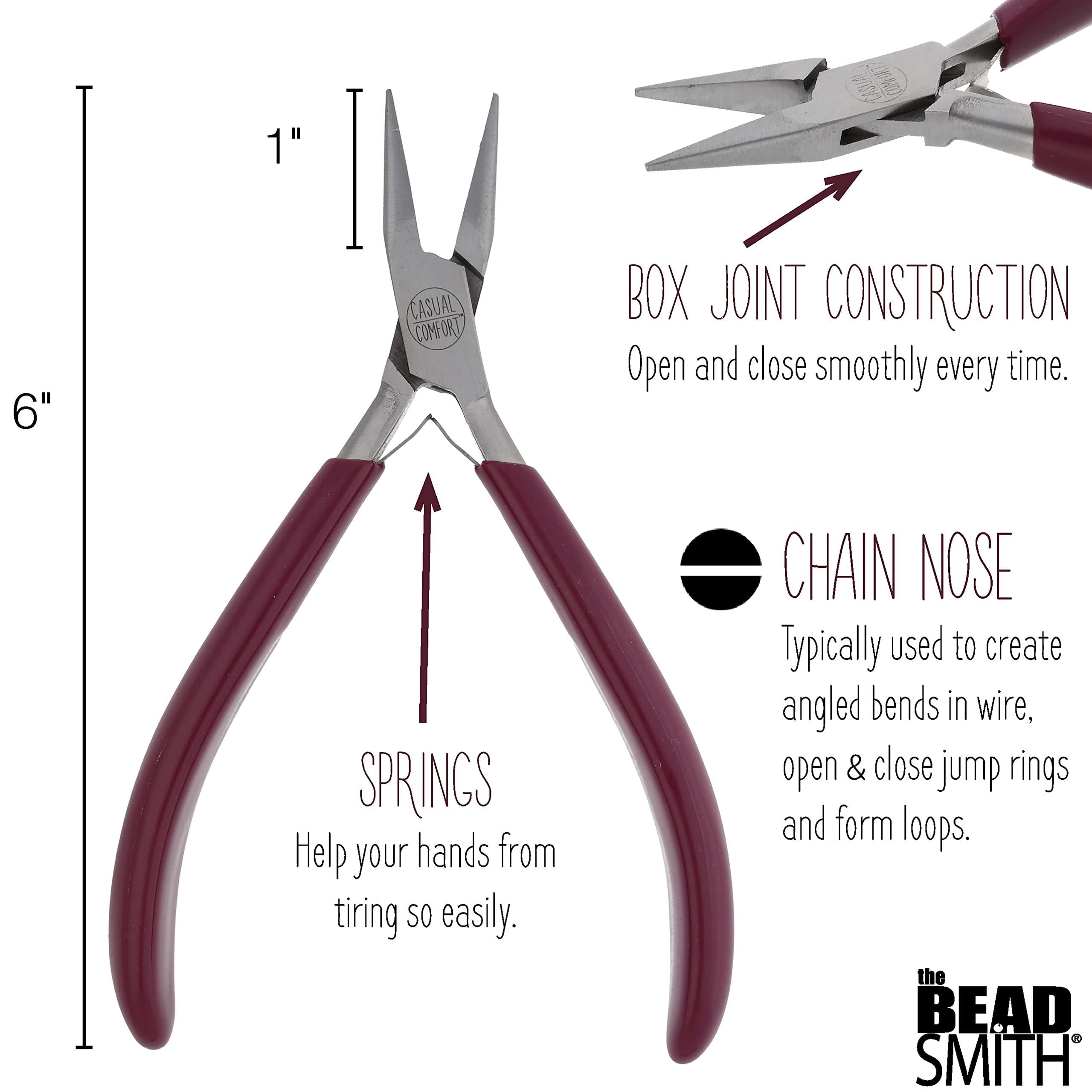 The Beadsmith Causal Comfort Tool Set – 3-Piece Kit: Chain Nose, Round Nose and Flush Cutter with Tungsten Carbide Blades – Make Bracelets, Necklaces & Earrings – Tools for Jewelry Making