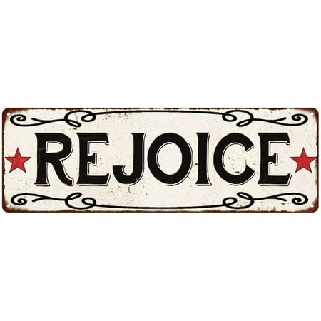 Old Style Metal - REJOICE Country Style w/Red Stars Vintage Look Metal Sign 6x18 Old Advertising Man Cave Game Room M6180795