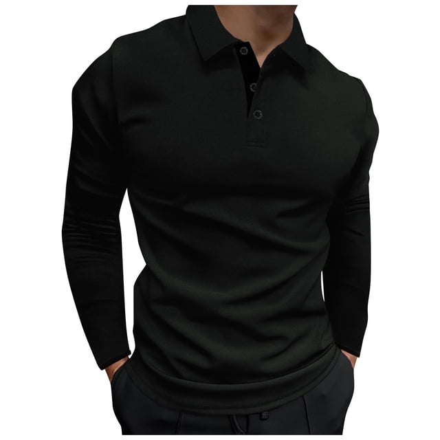 pstuiky hombres de manga larga, Camiseta de manga larga con cuello en V y botones para hombre camisetas de hombre xl