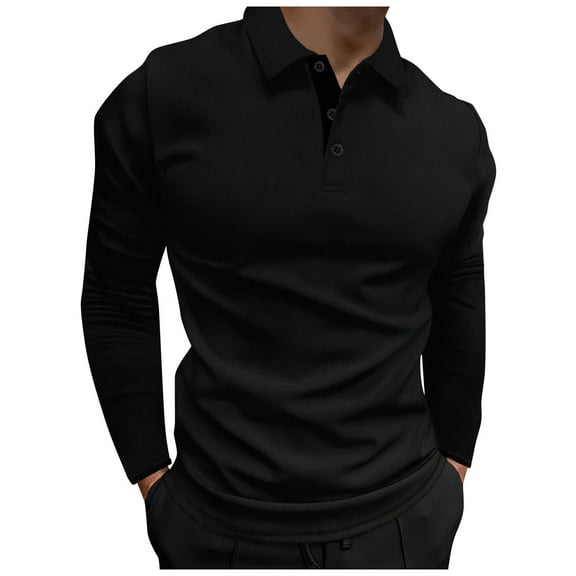 Mens T Shirts Lapel Collar Shirt Long Sleeve Shirts For Men Loose Solid Color T Shirts Minimalist Pullover Stylish Comfortable Clothes Daily Camisa De Manga Larga Para Hombre