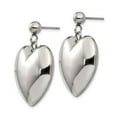 thumbnail image 3 of FB Jewels Stainless Steel Polished Puff Heart Post Dangle Earrings, 3 of 4