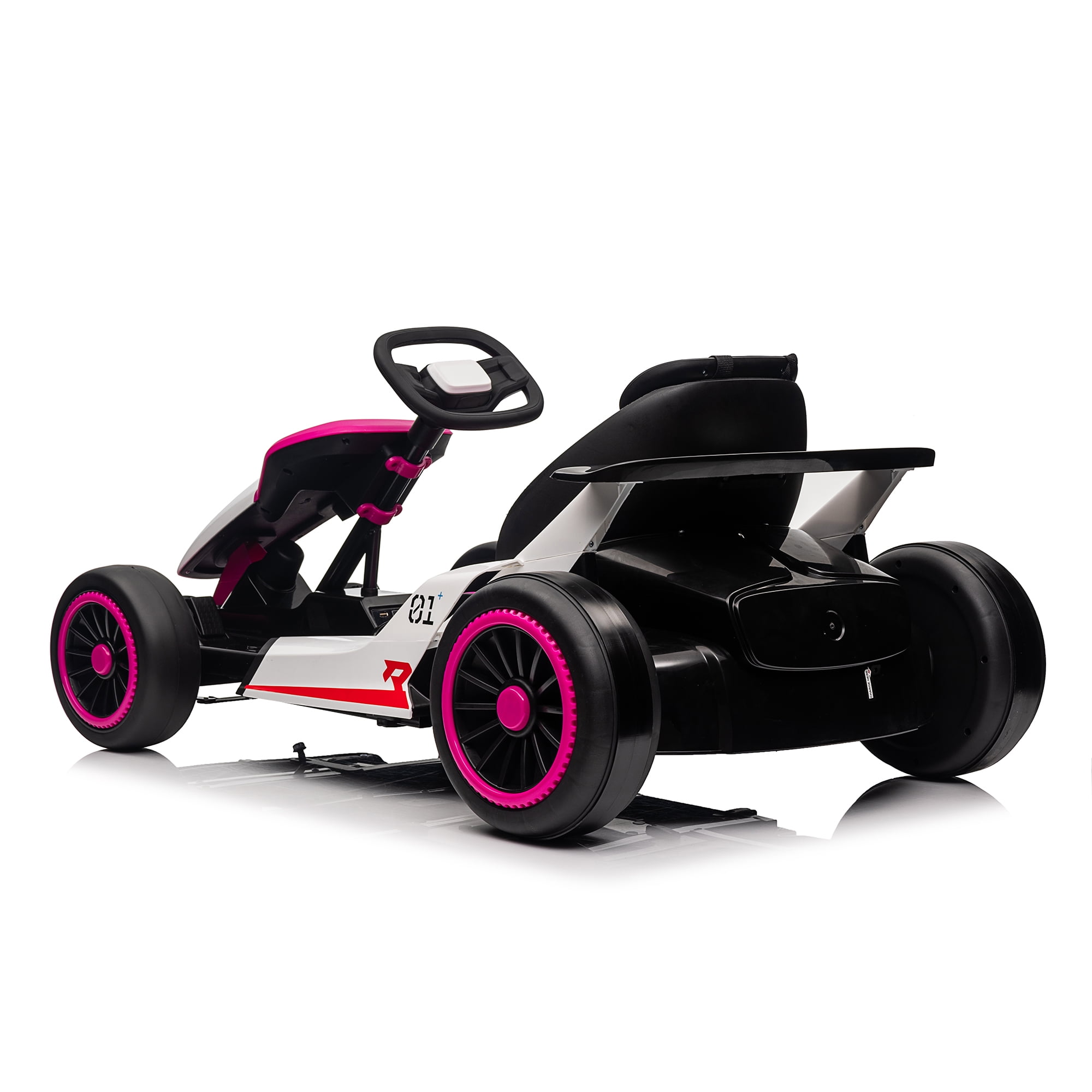 24V Electric Go Kart ride on toys for boys girls Age 6+, Rose Pink