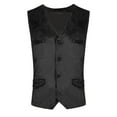thumbnail image 1 of V-neck Sleeveless Vest for Men, Polyester-spandex Blend, Solid Color, Mid-calf Length, Pockets Design, All-season Casual Wear, 1 of 9