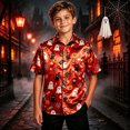 thumbnail image 4 of Kiijoy Halloween Boys Short Sleeve Button Down Shirt for Holiday Party, Orange, Sizes 4-14, 4 of 5