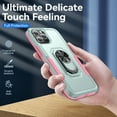 thumbnail image 2 of Allytech for iPhone 14 Pro Case 2022 (6.1 inch), 360° Rotatable Ring Kickstand Military Grade Dropproof Anti-Shock PC and TPU Hybrid Protective Case for Apple iPhone 14 Pro,  Green+Pink, 2 of 8