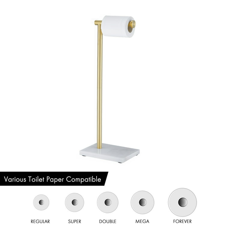 Free Standing Gold Toilet Paper Holder Stand White Marble Base and