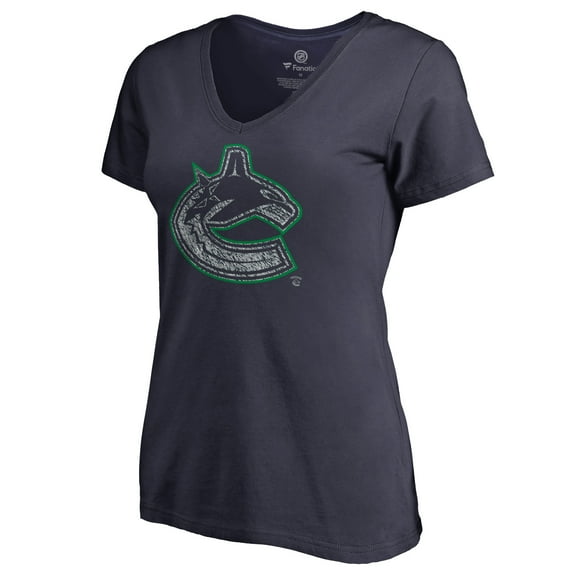 Women's Navy Vancouver Canucks Static Logo V-Neck T-Shirt