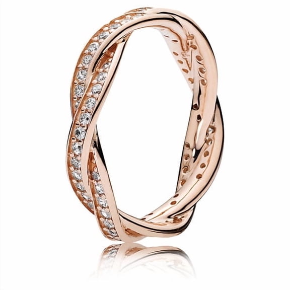 Pandora Rose Gold Twist Of Fate With Clear Cubic Zirconia Ring