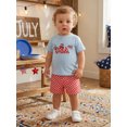 thumbnail image 5 of BemeyourBBs Toddler Baby Boy 4th of July Outfits Patriot Independent Day Short Sleeve USA Flag Letter Embroidery T Shirt and Plaid Shorts Set Toddler Boys Summer Clothes, 5 of 9