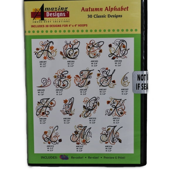 Amazing Designs Autumn Alphabet 30 Classic Designs CD ROM