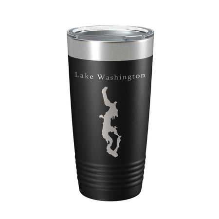 Lake Washington Map Tumbler Travel Mug Insulated Laser Engraved Coffee Cup Seattle Bellevue Washington 20 oz Black