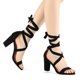 thumbnail image 2 of Sandalias Con Cordones Entrecruzadas De Tacones De Bloque Medio De Mujer Negro 38, 2 of 7
