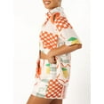 thumbnail image 5 of FEORJGP Women’s Casual 2 Piece Outfits S-XL Summer Set Short Sleeve Shirt Lapel T-shirt Fashion Printed Button Up Tops + Elastic Waist Shorts Set Ladies Loose Comfy Beachwear, 5 of 8