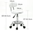 thumbnail image 2 of Rolling Stool with Back, Adjustable Stool Chair with Wheels and Footrest, PU Leather Upholstered Shop Stool for SPA Salon Home Bar, 13.4" x 13.4" x 32.87"(L*W*H), White, 2 of 9