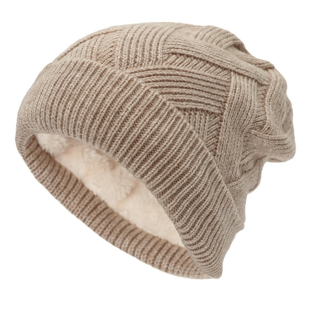 Gorros de invierno cálidos con forro polar para hombre y mujer, gorros unisex de punto con puños.