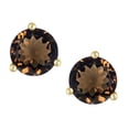 thumbnail image 2 of Star K� Round 7mm Genuine Smoky Quartz Three 3 prong Martini push back Stud earrings, 2 of 9