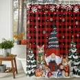 thumbnail image 2 of Christmas Gnome Shower Curtain, 36" x 72", Squirrel Cat Xmas Tree Snowflake Red Plaid Waterproof Bathroom Curtain Washable Shower Curtain Set with 12 Hooks, 2 of 6