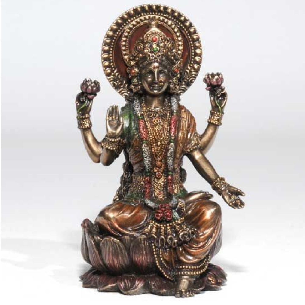 Laxmi Lakshmi Statue Figurine Cold Cast Bronze Hindu Hinduism Deity 6